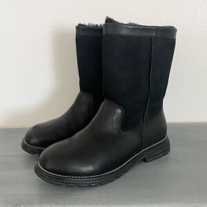 Ugg Leather Boot Sheepskin Lined Suede Women’s 7 Black